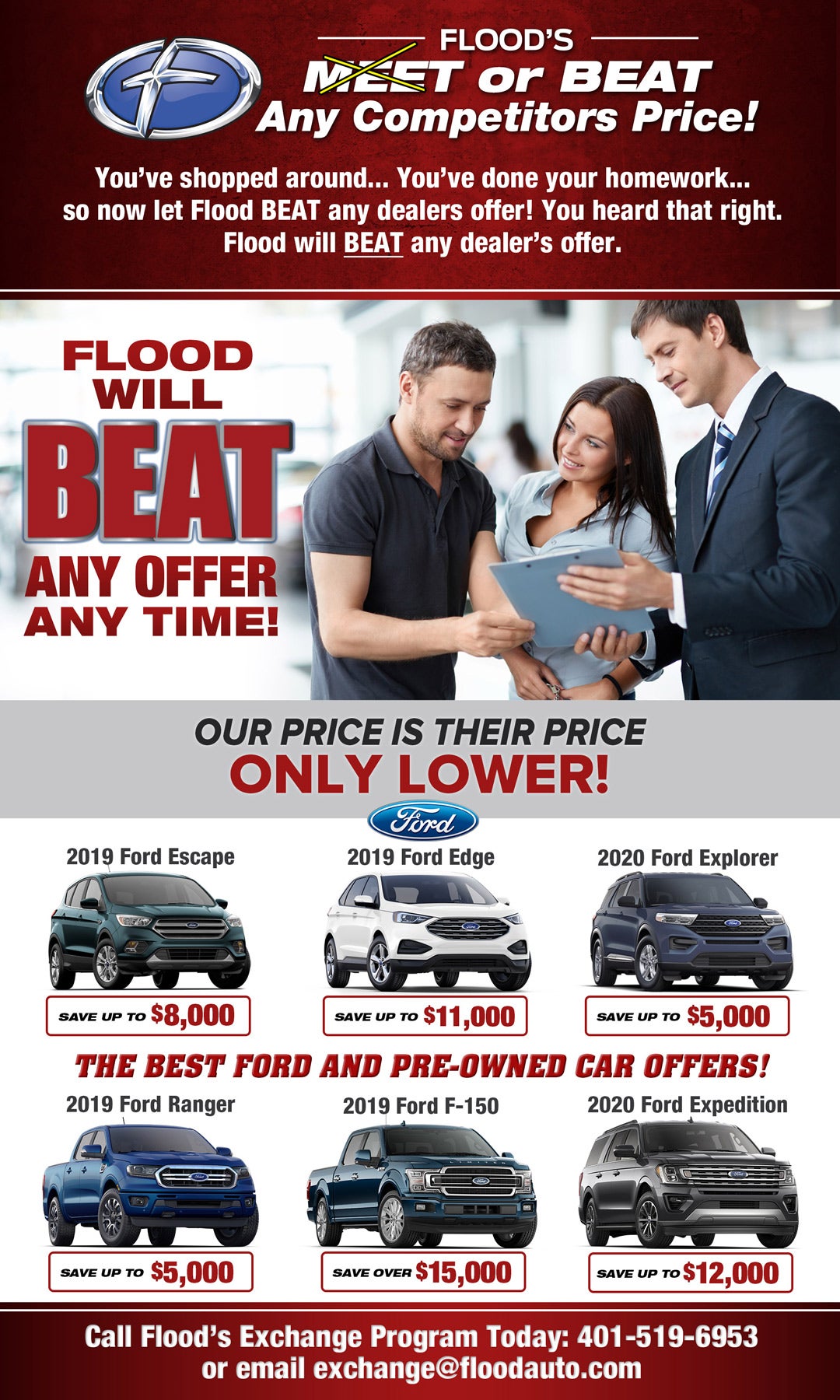 Flood Ford will meet or beat any dealer's offer!